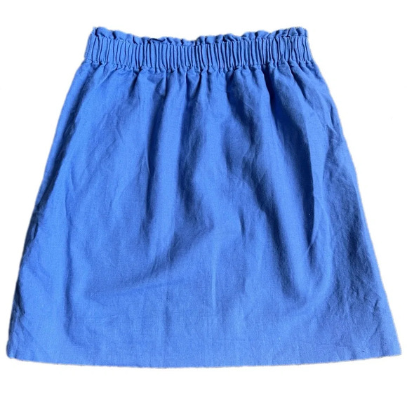 J. Crew Factory Pull-On Linen Cotton Blend Mini Skirt Blue Size 0 - Picture 1 of 7